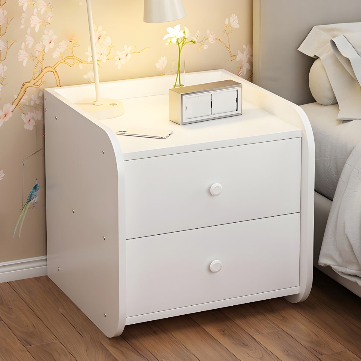 Chic Petite Nightstand in a crisp white finish.
