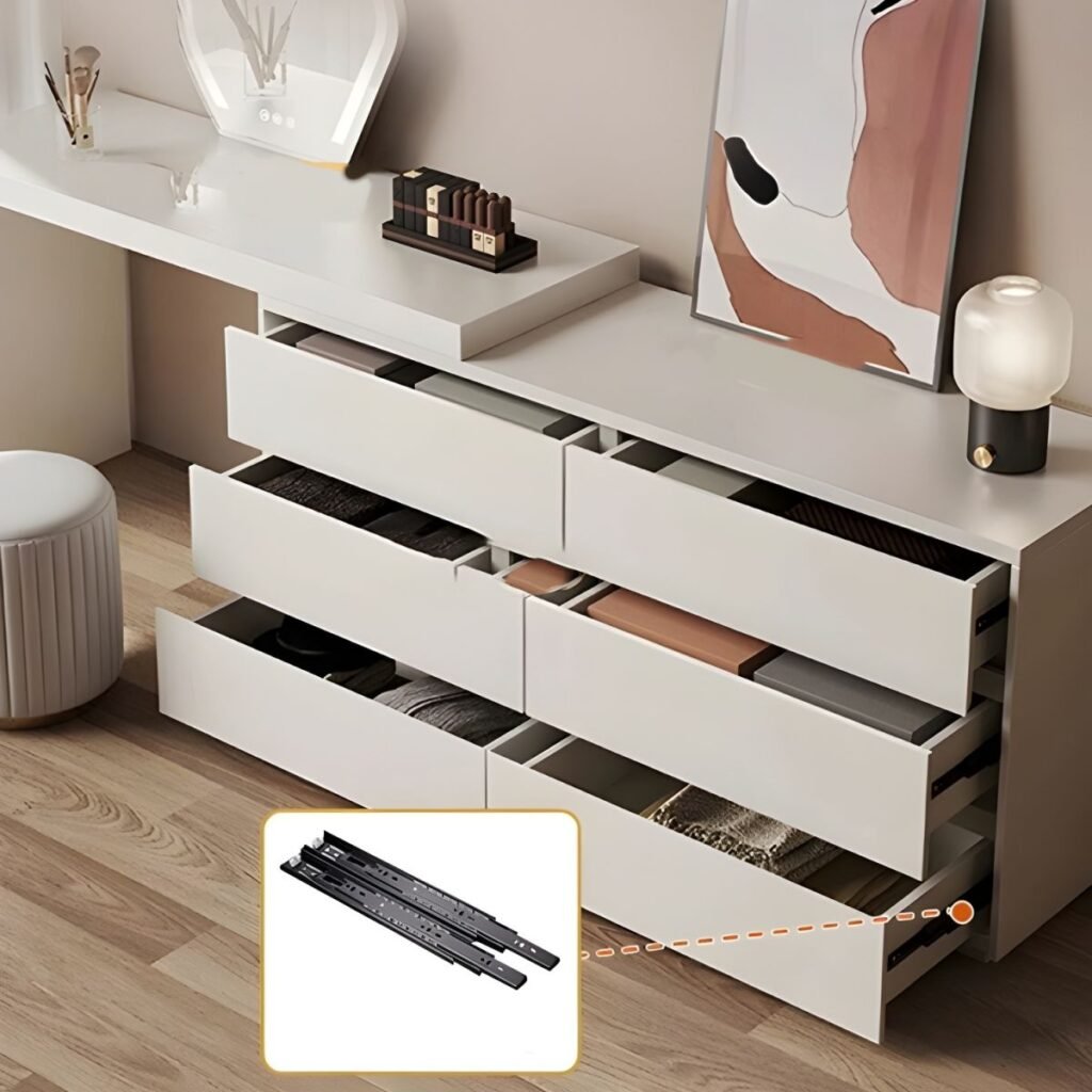 Sleek White Vanity Table swivel