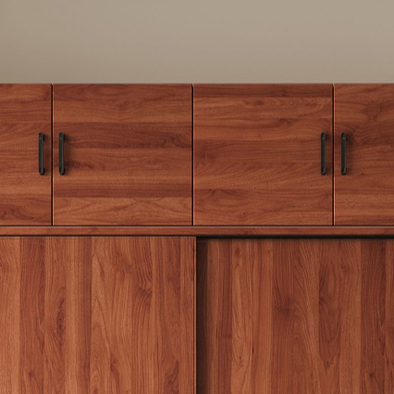 Interior layout of a Bespoke Modular Bedroom System showing movable shelves and a Modern Wooden Clothing Organizer with top hinged cabinets.