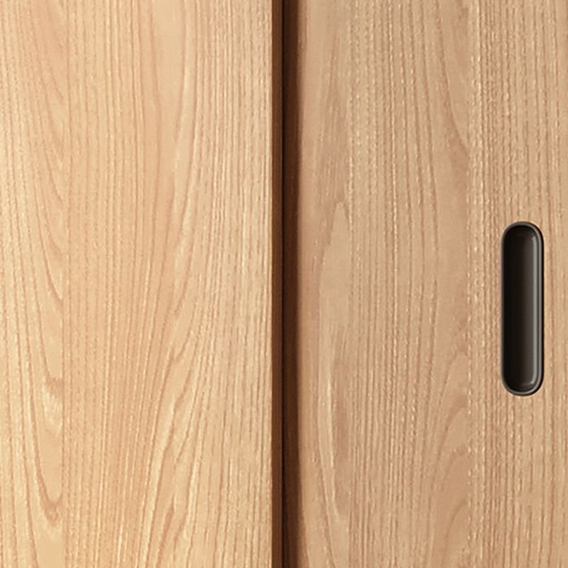 Detailed view of the Modern Industrial Bedroom Closet with premium oak textures and Sustainable E0 Wood-Grain Storage boards by Apexerahomelife.