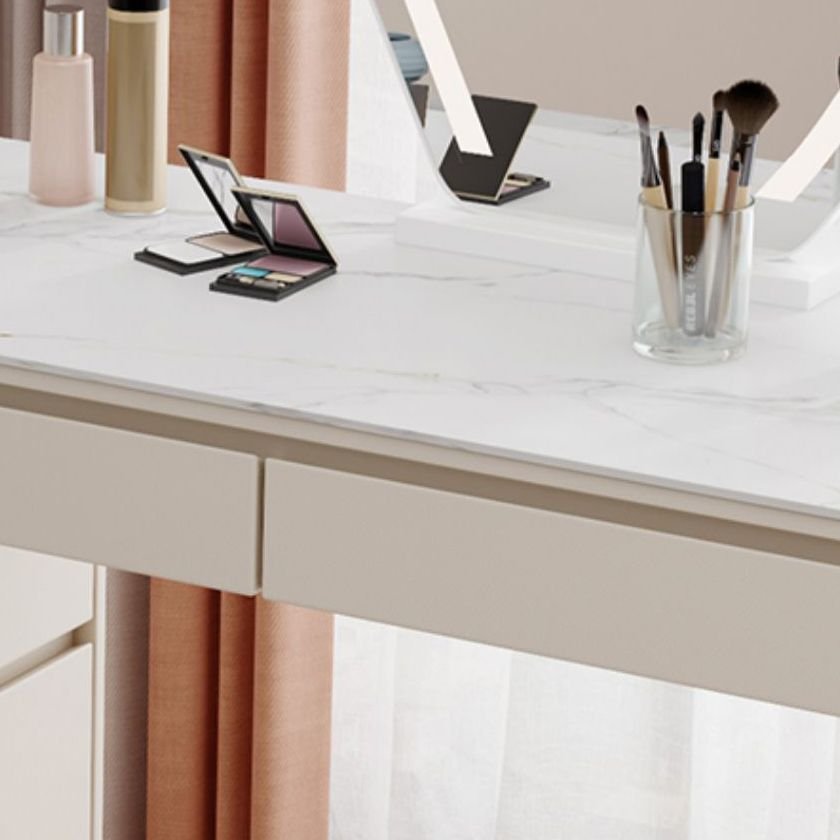White Wide Drawer Vanity 6 drawers