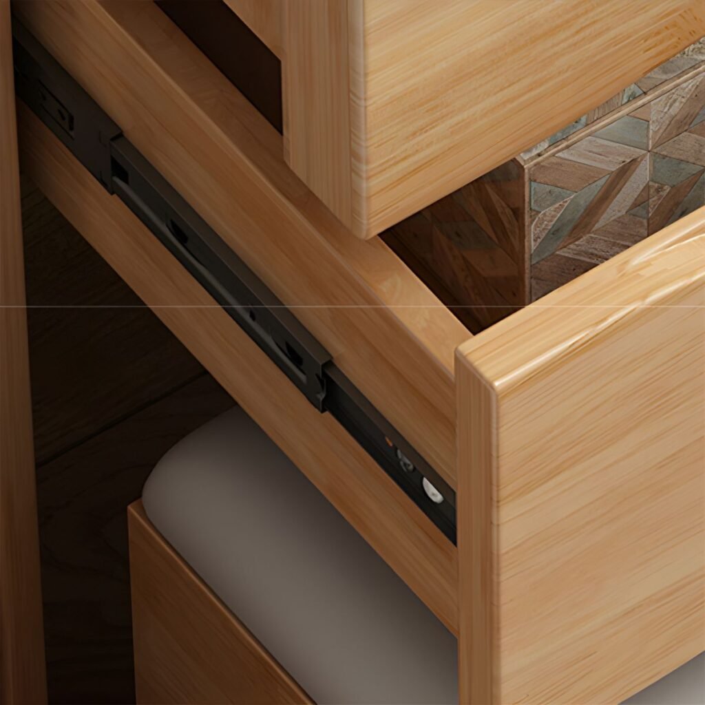 Brown Wood Narrow Vanity Set silent rail