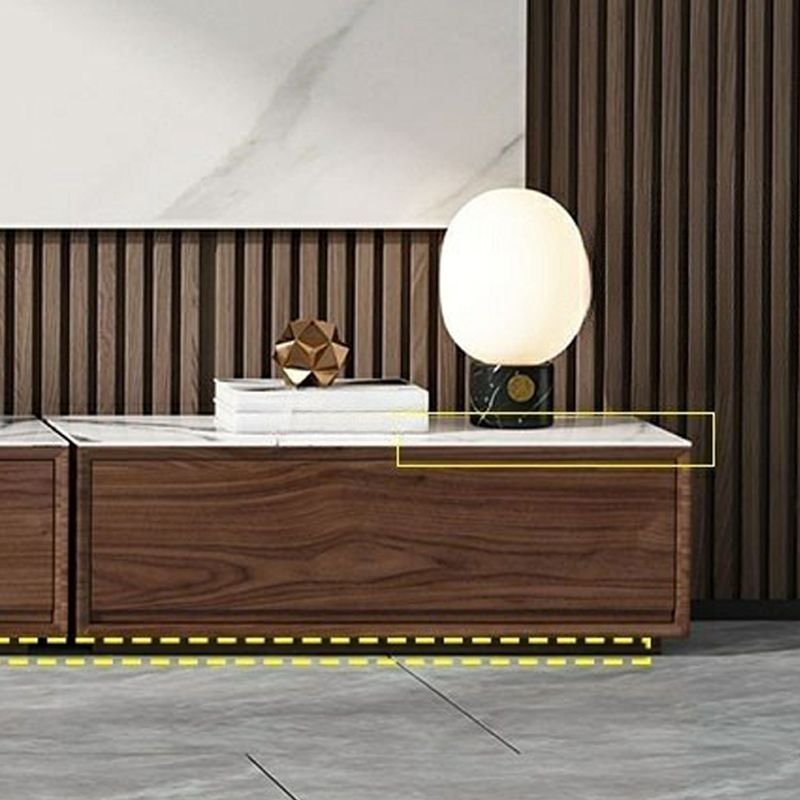Natural Wood Media Console in a healthy, sunlit home.