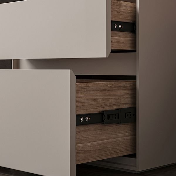 Modern Cream Bedside Cabinet with open storage drawers.