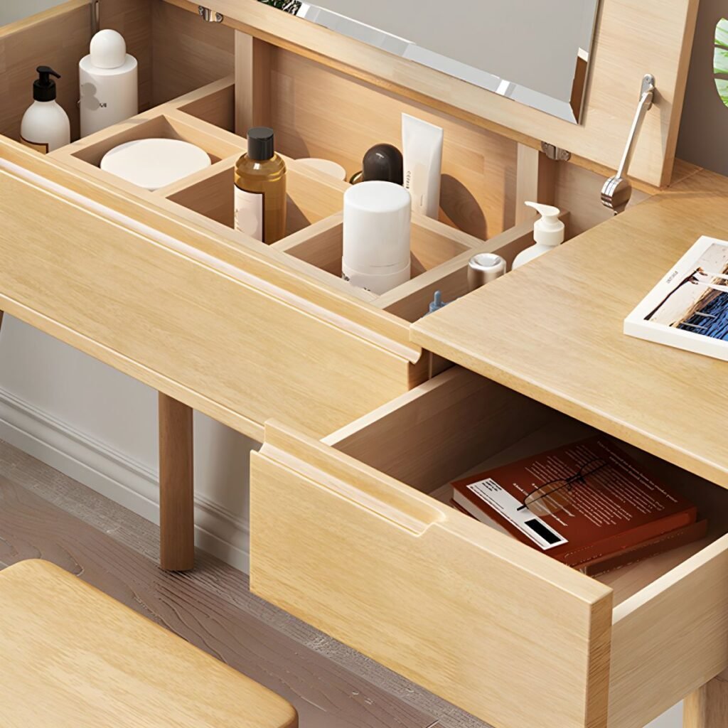 Wood Texture Makeup Desk silent rails