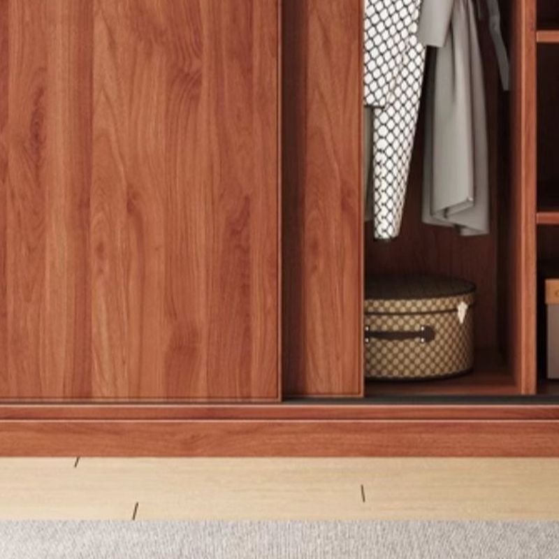 Interior layout of a Bespoke Modular Bedroom System showing movable shelves and a Modern Wooden Clothing Organizer with top hinged cabinets.