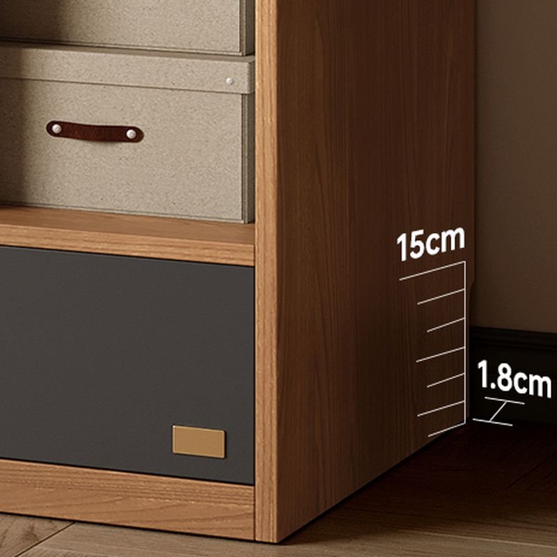 Detailed view of the Modern Industrial Bedroom Closet with premium oak textures and Sustainable E0 Wood-Grain Storage boards by Apexerahomelife.