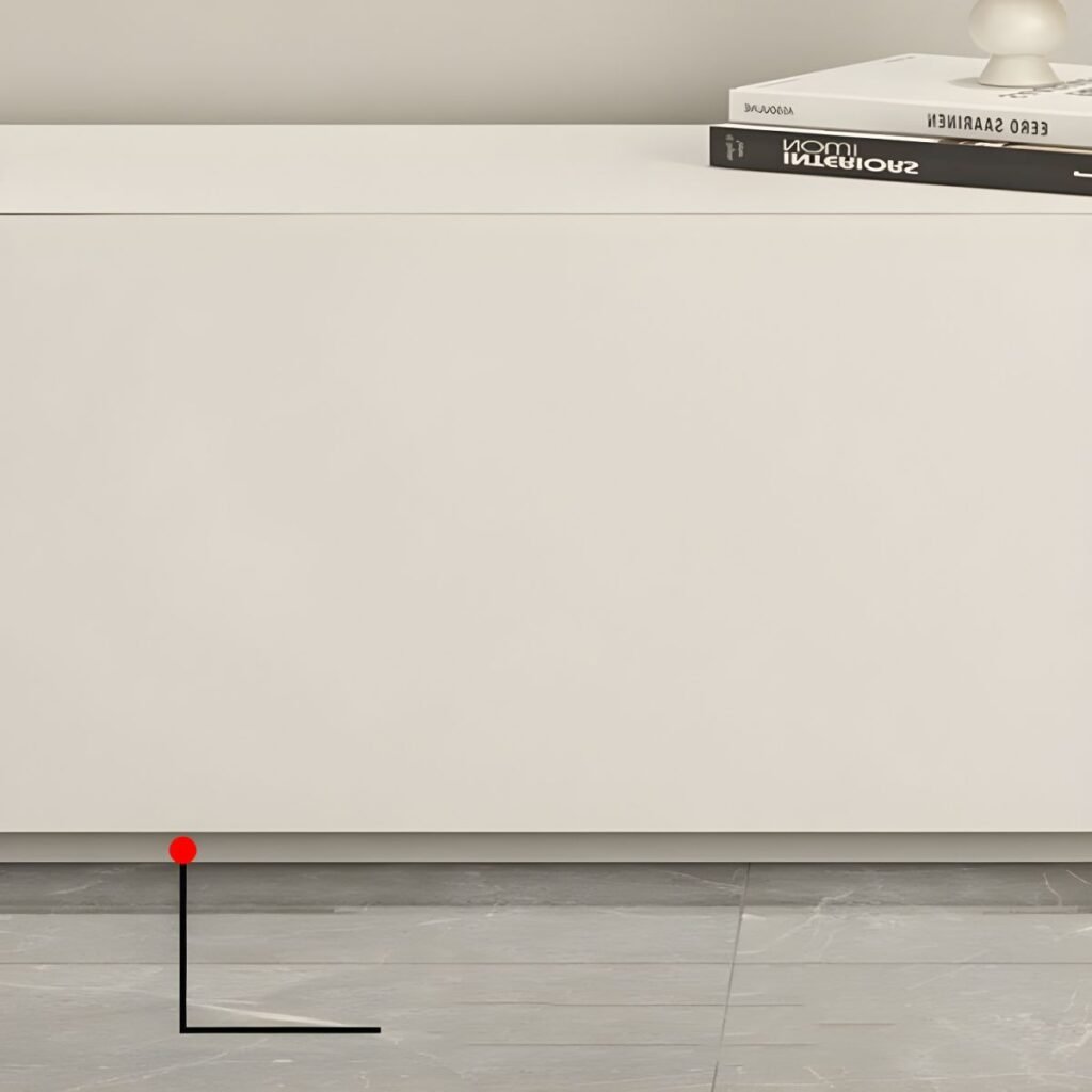 White Flap Door Media Unit open showing buffer hinges.