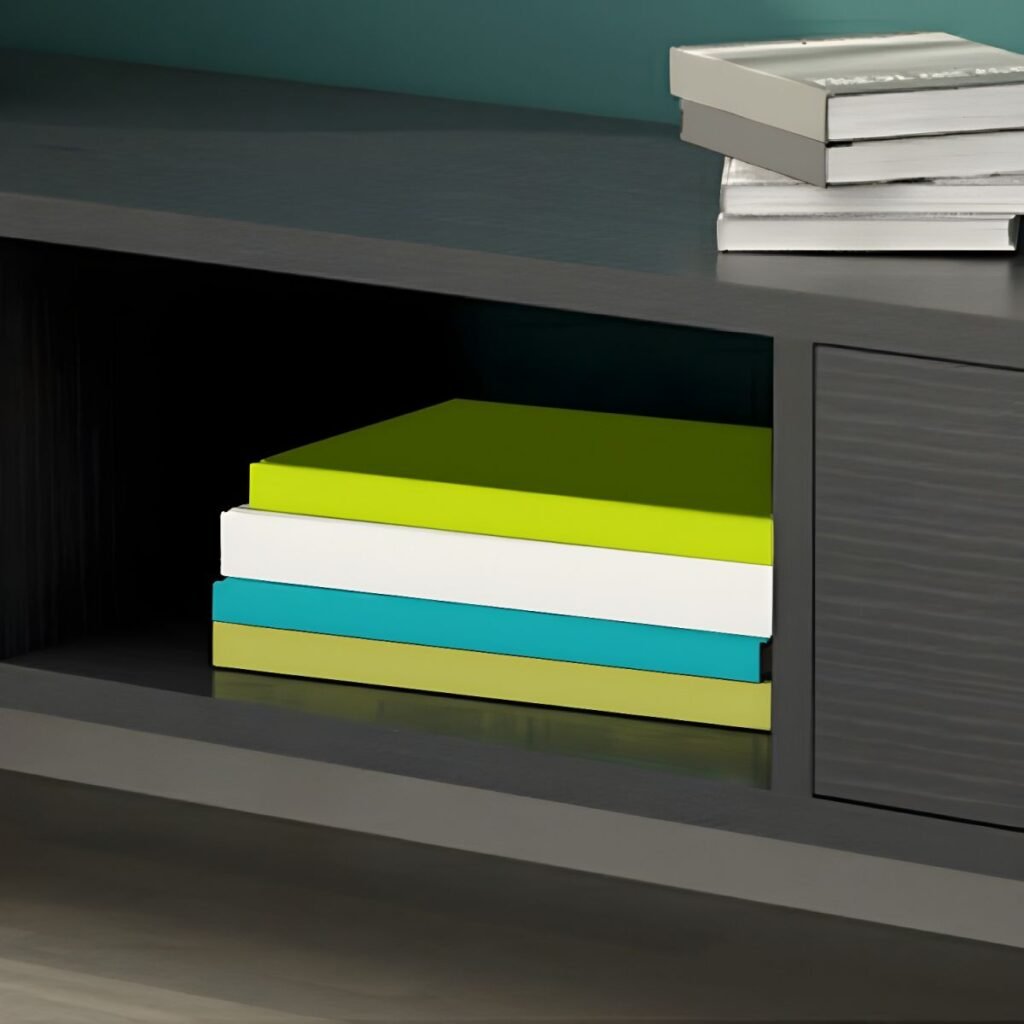 Modern 2 Drawer Media Base with silent buffer slides.