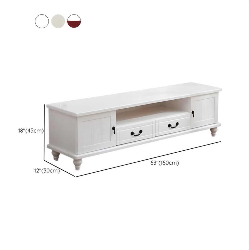 Multiple sizes of the Classic White Grand TV Unit, from 80cm to 280cm, highlighting the modular board structure and clean white finish.