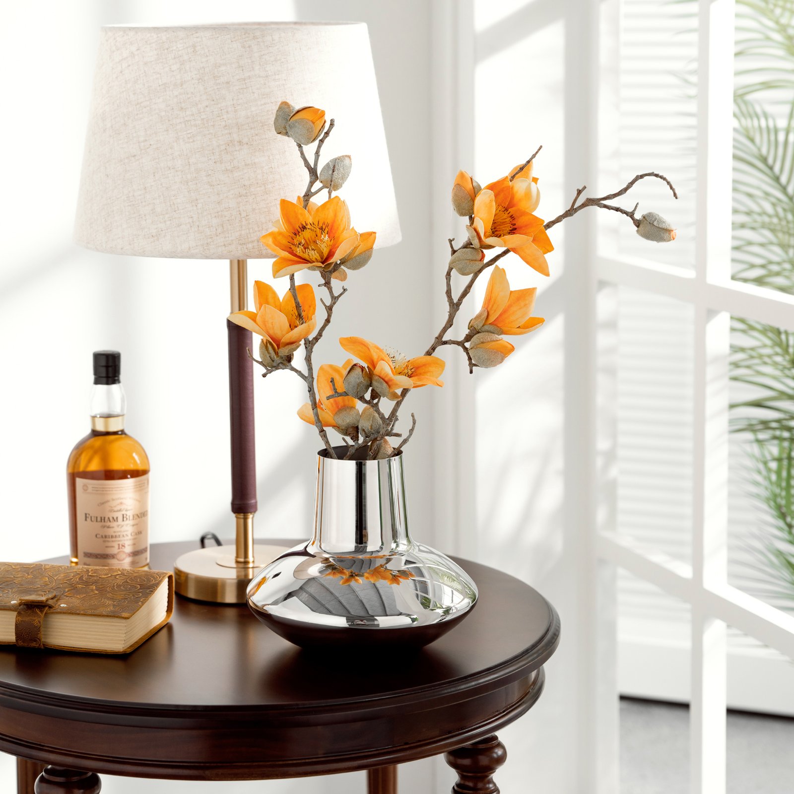 Hand-polished Steel UFO Vase SS-20 for minimalist interior design