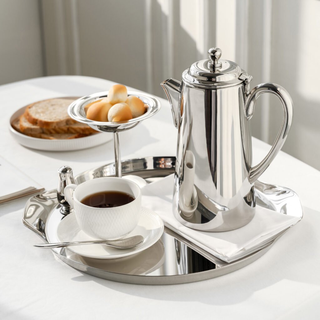 Mirror-polished Steel Geometric Pitcher SS-29 for high-end morning coffee rituals