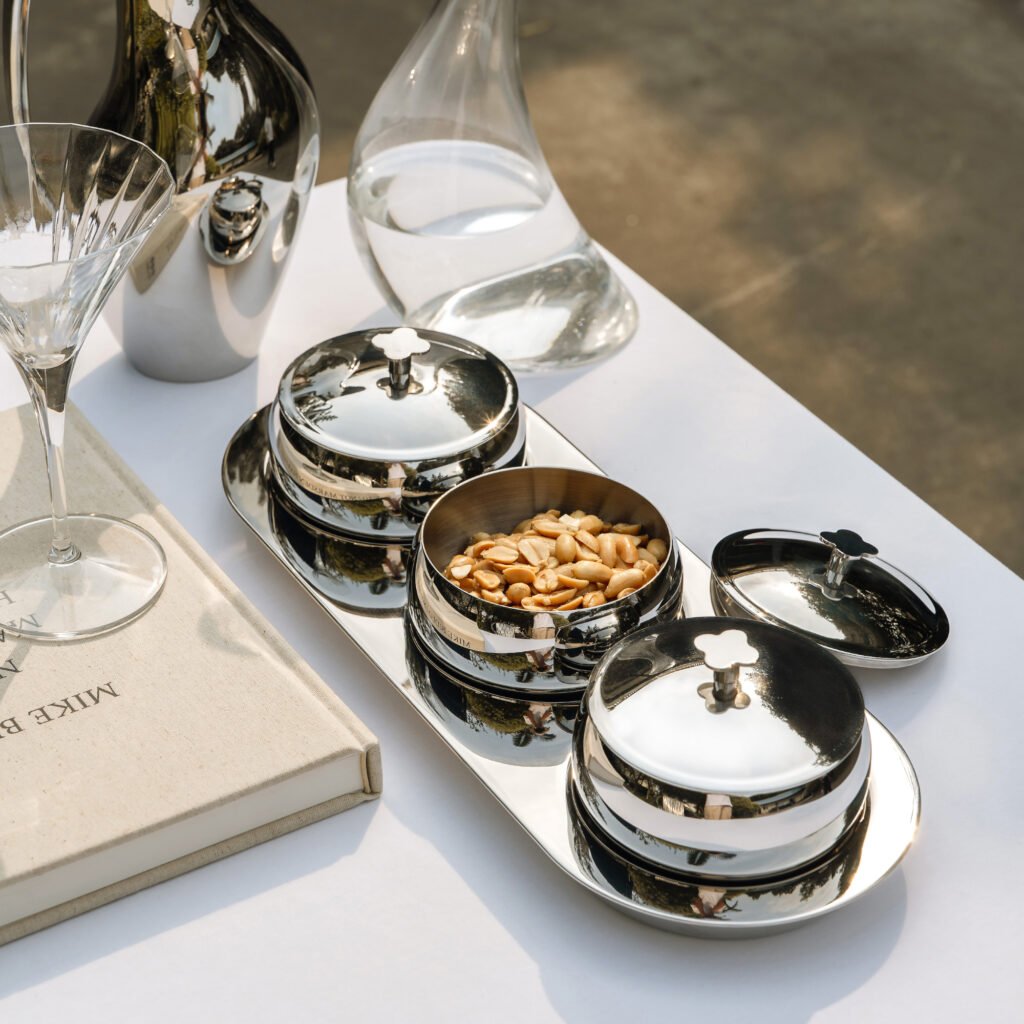Steel Snack Bowl (SS-75) featuring a mirror-polished hemispherical body for snacks and nuts, showcased as a Luxury Mirror Polished Dipping Dish.