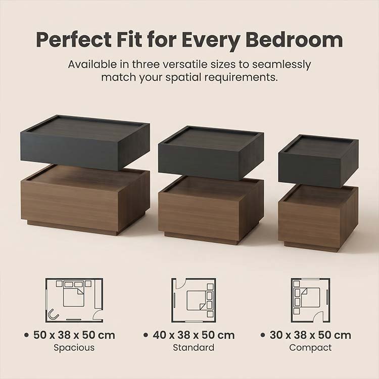 Apexerahomelife JX-BT-029 modern nightstand with LED light in black and walnut front view