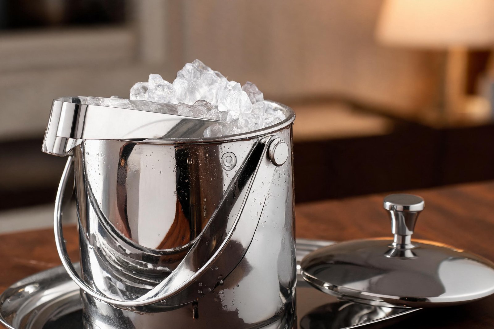 How To Keep Ice From Melting: 7 Proven Tips | Apexera 2 Close-up of a mirror polished stainless steel ice bucket with ice cubes and steel tongs